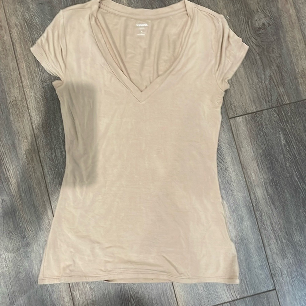 Express Supersoft Fitted V-Neck Double Layer Tee
